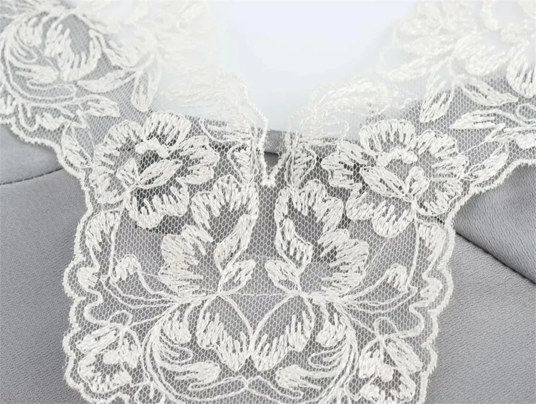 Women Lace Patchwork Base V-Neck Vest Shoulder Strap Adjustable Camisole