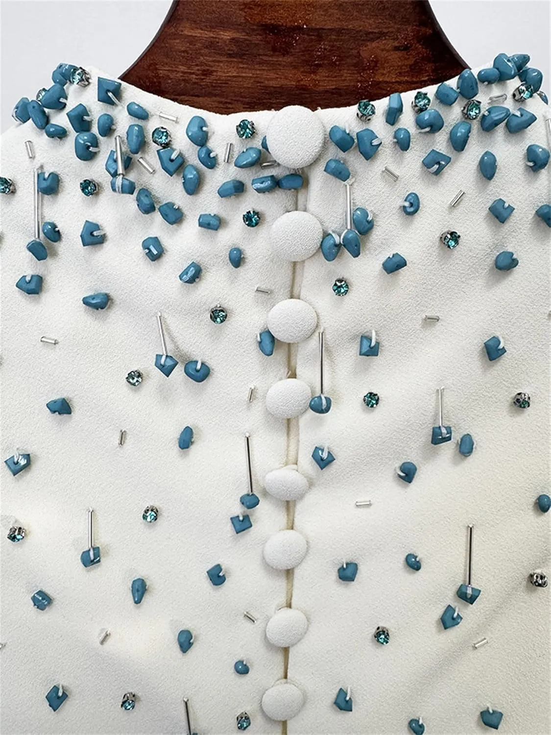 Women's 2025 Designer Suit Set Female Beaded Halter Tops Sexy Work Outfit Split Long Skirt Set 2pcs