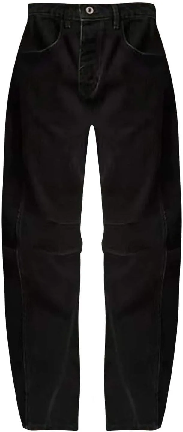 Women's Casual Jeans Elastic Waist Front Button Wide Leg Harem Trousers Fashion Loose Fit Comfy Street Hip Hip Pants