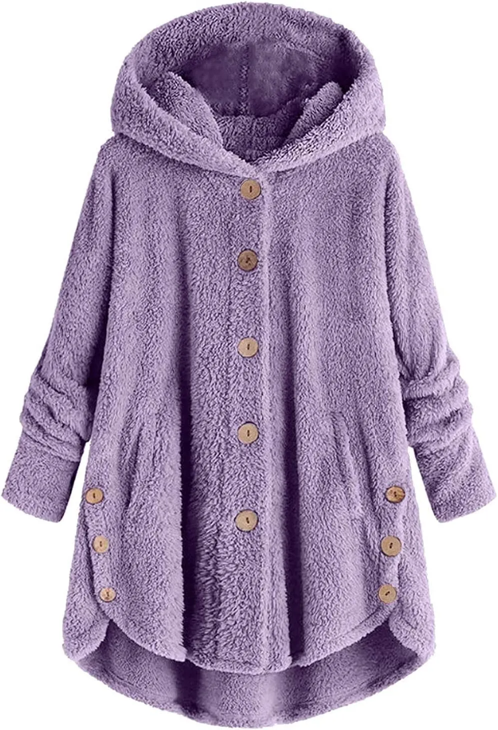 Womens Fuzzy Fleece Sherpa Hoodies Casual Teddy Coat Button Down Oversized Sweatshirt with Pockets Jackets Cardigan