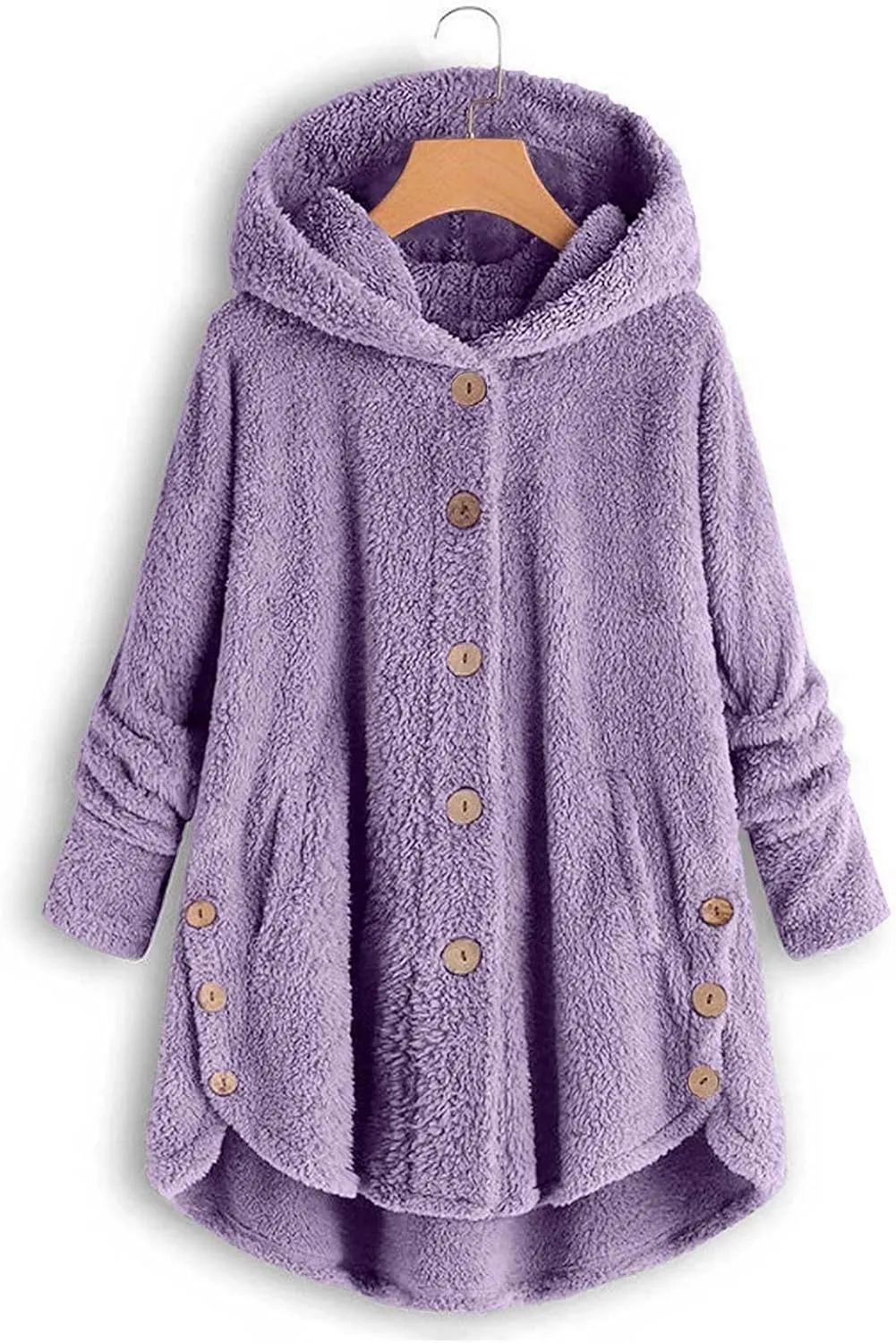 Womens Fuzzy Fleece Sherpa Hoodies Casual Teddy Coat Button Down Oversized Sweatshirt with Pockets Jackets Cardigan