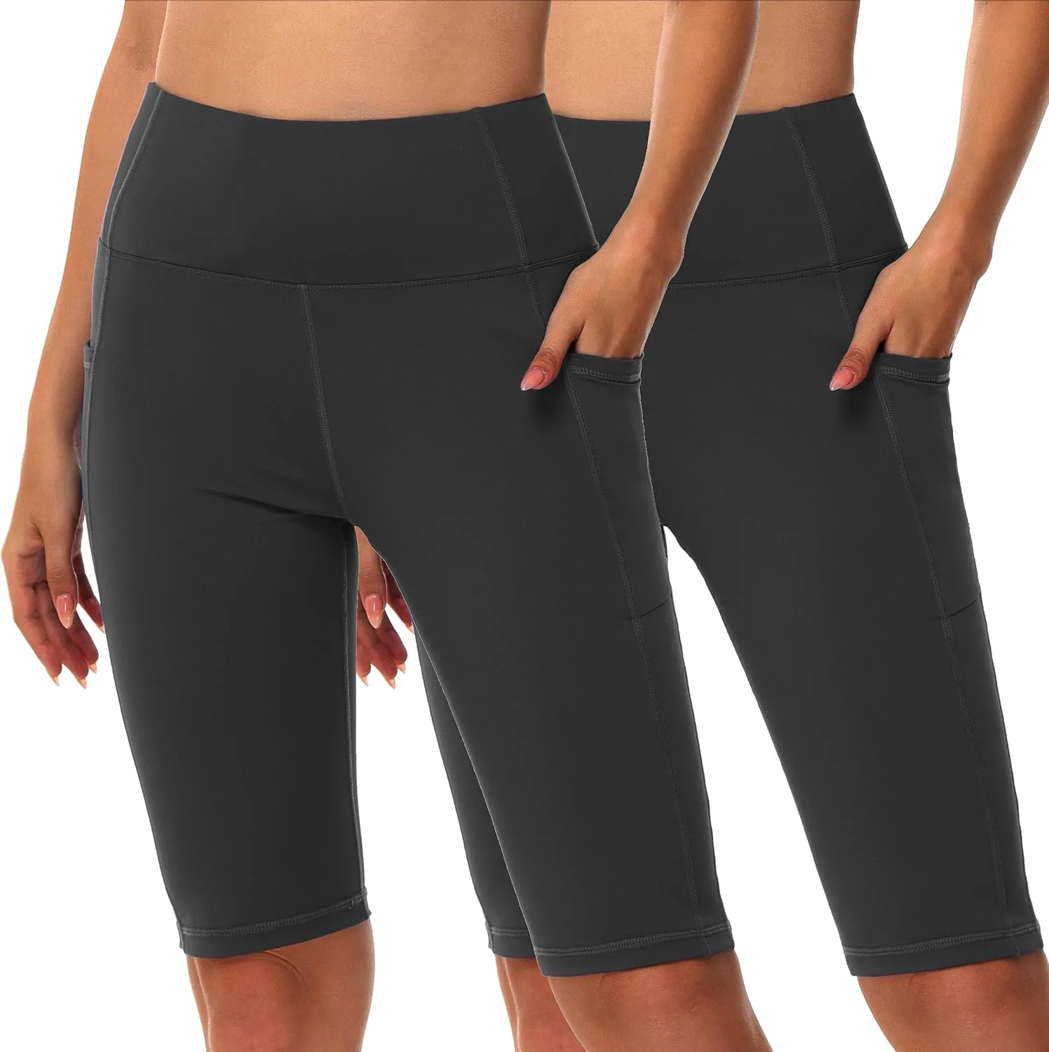 Women's High Waisted Long Swim Shorts - 5''/7''/9''/12" Tummy Control Swim Board Capris Bottoms Swimwear with Liner