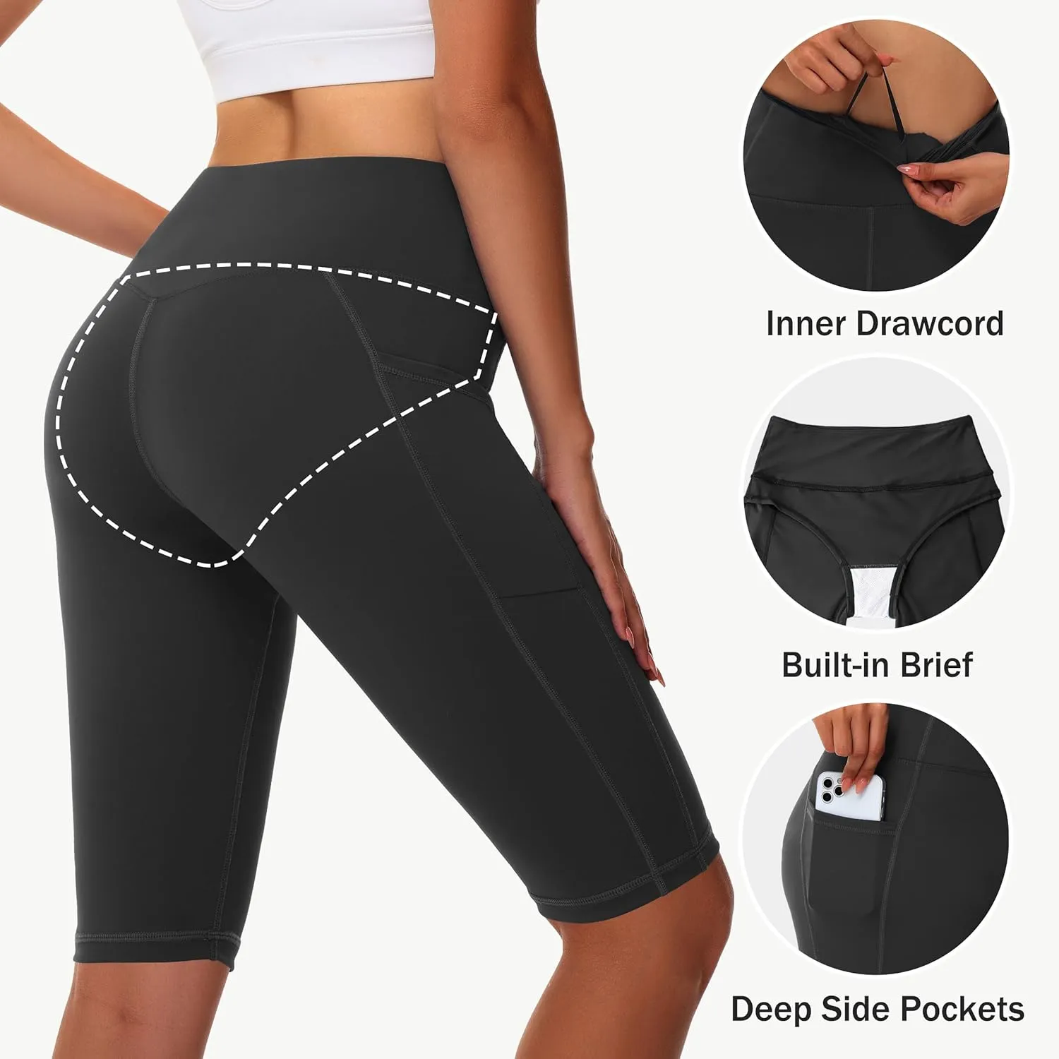 Women's High Waisted Long Swim Shorts - 5''/7''/9''/12" Tummy Control Swim Board Capris Bottoms Swimwear with Liner
