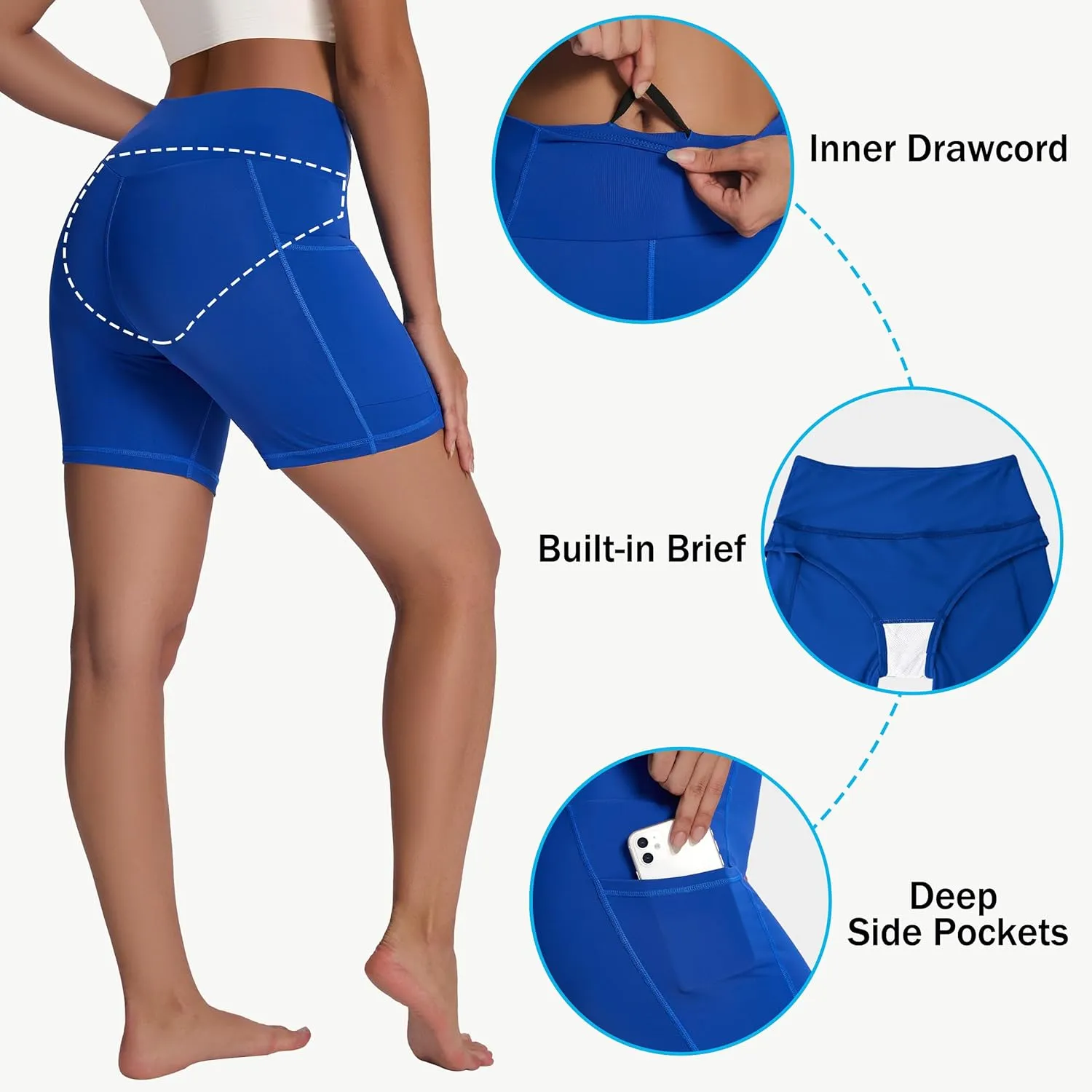 Women's High Waisted Long Swim Shorts - 5''/7''/9''/12" Tummy Control Swim Board Capris Bottoms Swimwear with Liner