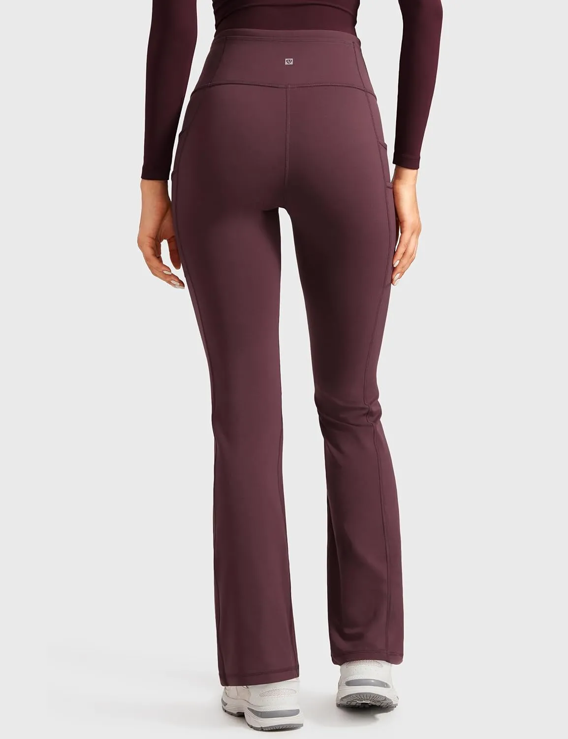 Womens High Waisted Medical Flare Scrub Pants 31" - 7 Pockets Wide Leg Bootcut Yoga Scrub Leggings Work Pants