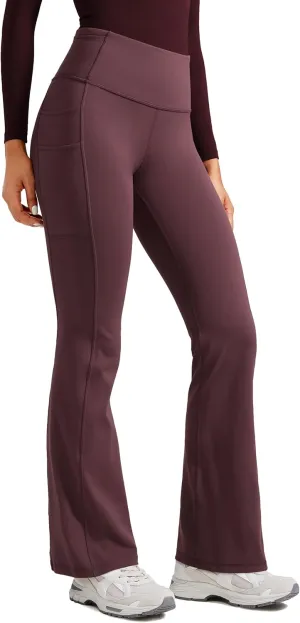 Womens High Waisted Medical Flare Scrub Pants 31" - 7 Pockets Wide Leg Bootcut Yoga Scrub Leggings Work Pants