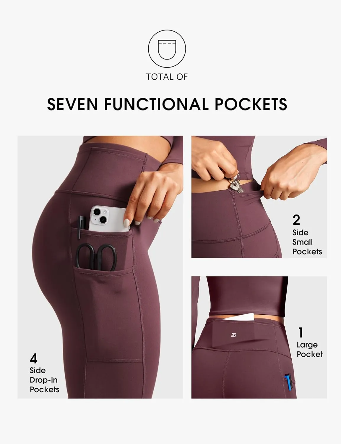 Womens High Waisted Medical Flare Scrub Pants 31" - 7 Pockets Wide Leg Bootcut Yoga Scrub Leggings Work Pants