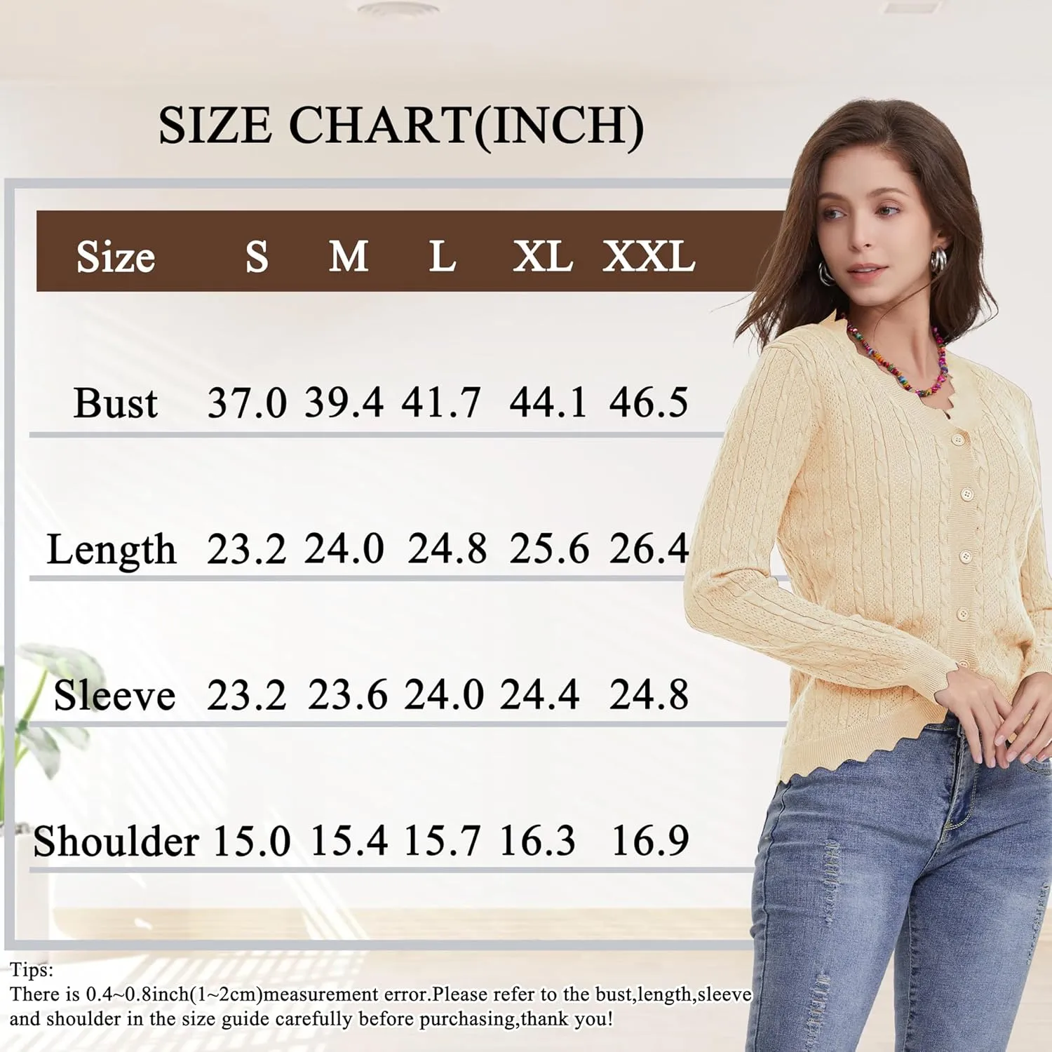 Women's Lace V Neck Hollow-Out Crochet Button Down Knit Slim Cropped Cardigan