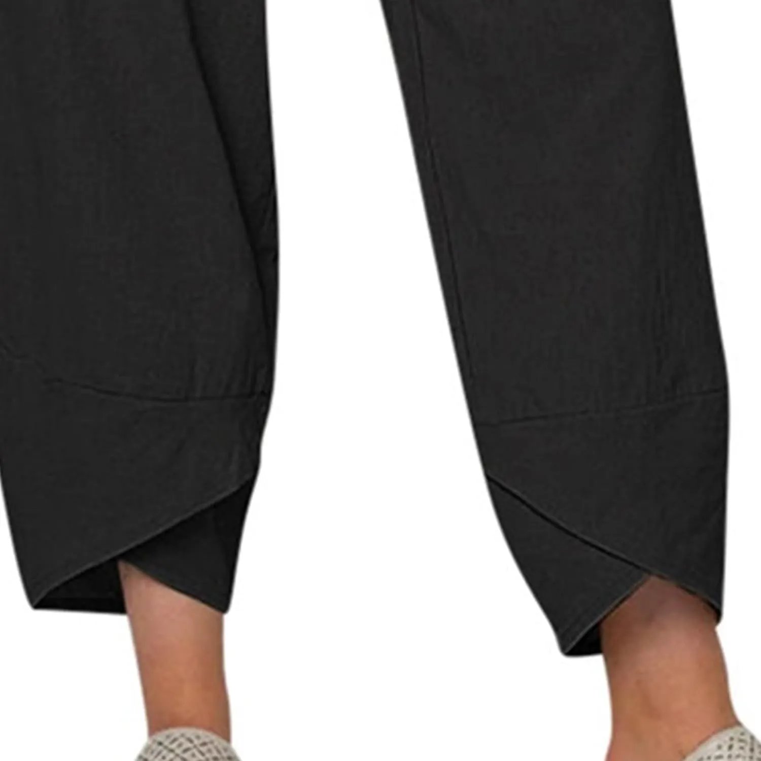 Womens Linen Pants Summer Casual Cropped Comfy Baggy Trousers