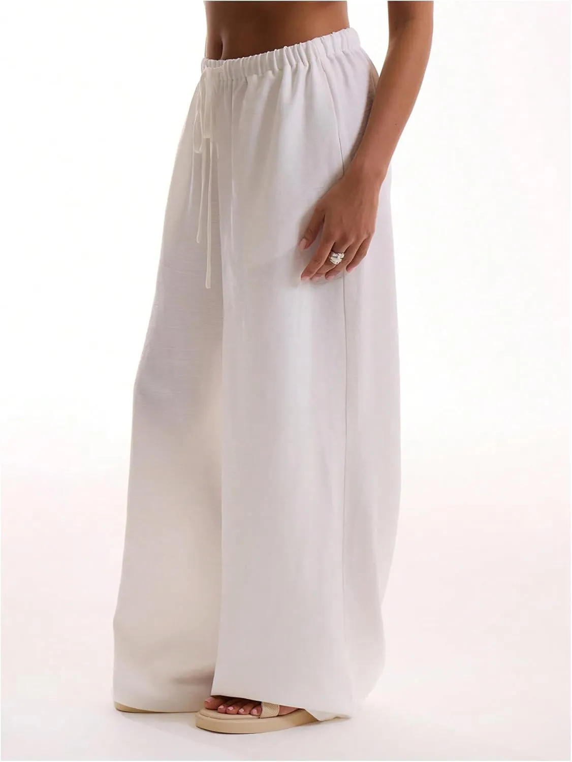 Womens Linen Pants Wide Leg Loose Cotton Swimsuit Coverups Summer Pants Beach Vacation Outfits