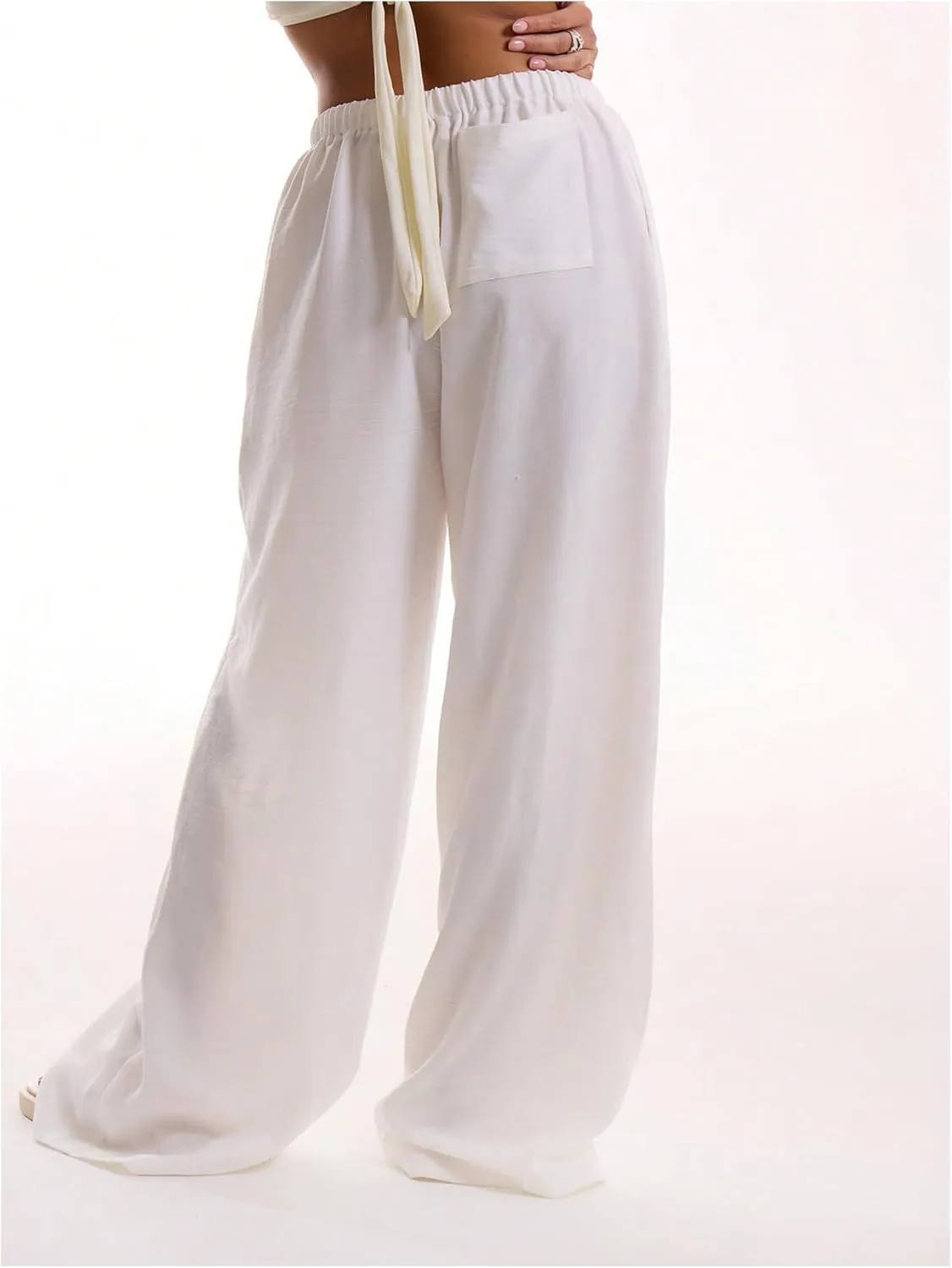 Womens Linen Pants Wide Leg Loose Cotton Swimsuit Coverups Summer Pants Beach Vacation Outfits