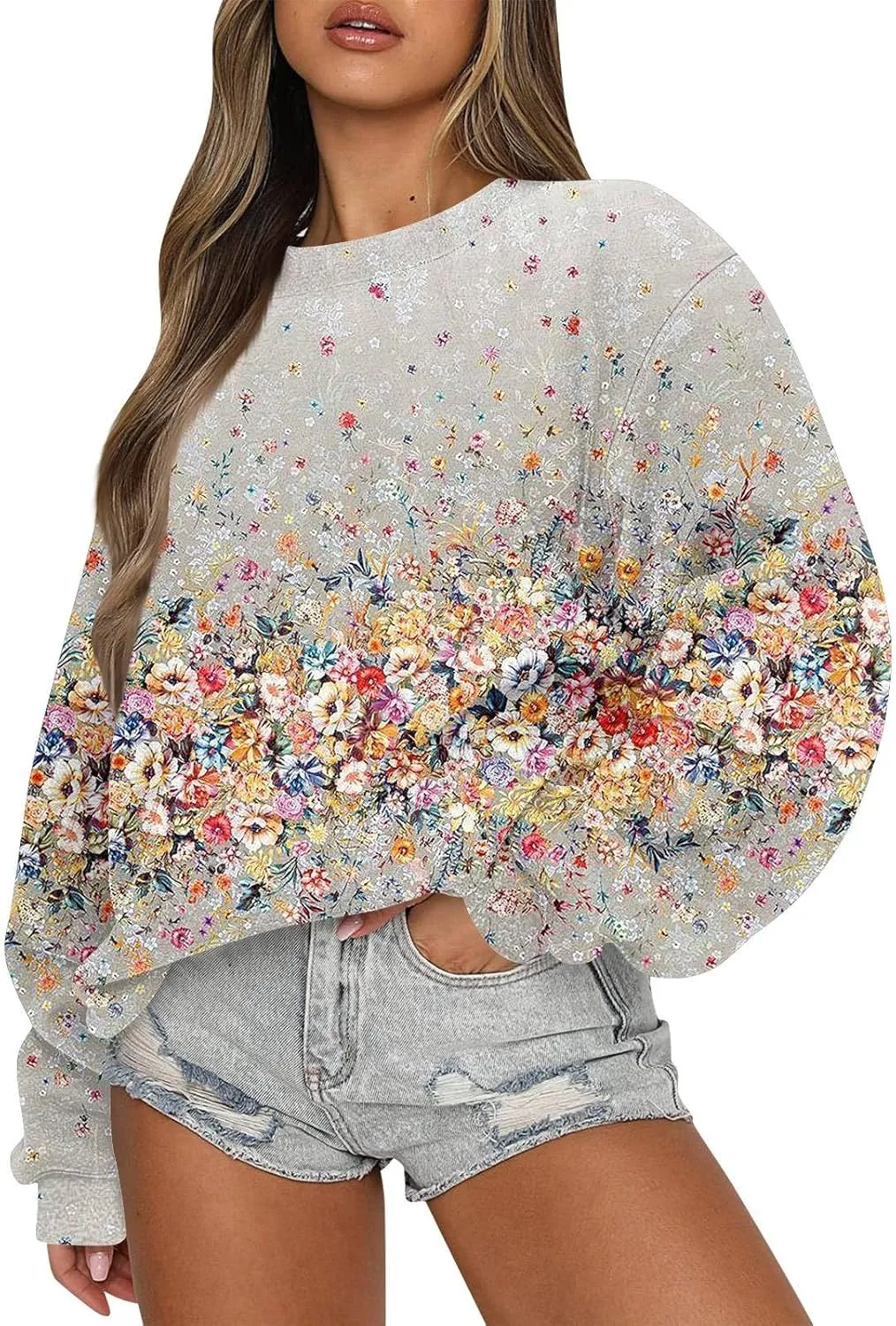 Womens Oversized Sweatshirt Hoodies Fleece Long Sleeve Crewneck Pullover Tops Casual Fall Fashion Outfits Clothes 2024