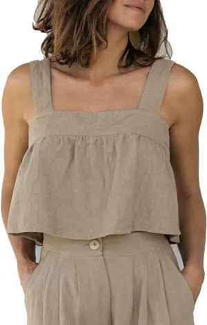Women's Square Neck Peplum Ruffle Hem Sleeveless Babydoll Crop Tank Top Camisole