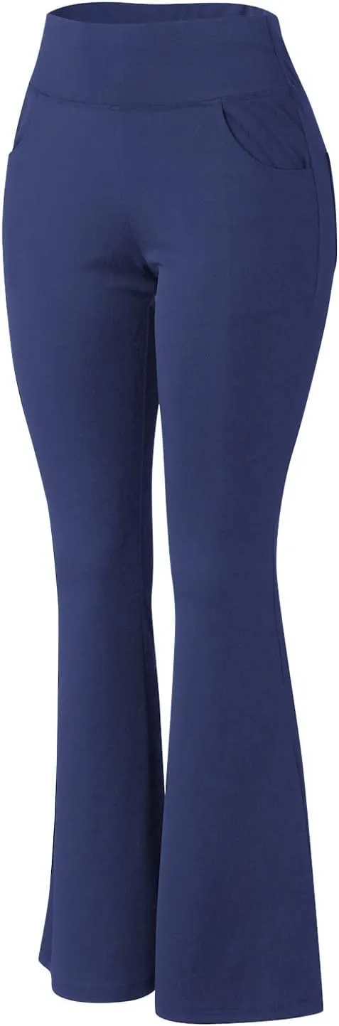 Yoga Pants with Pockets for Women Flare Butt Lifting Workout Athletic Legging High Waist Gym Tights Bootcut Trouser