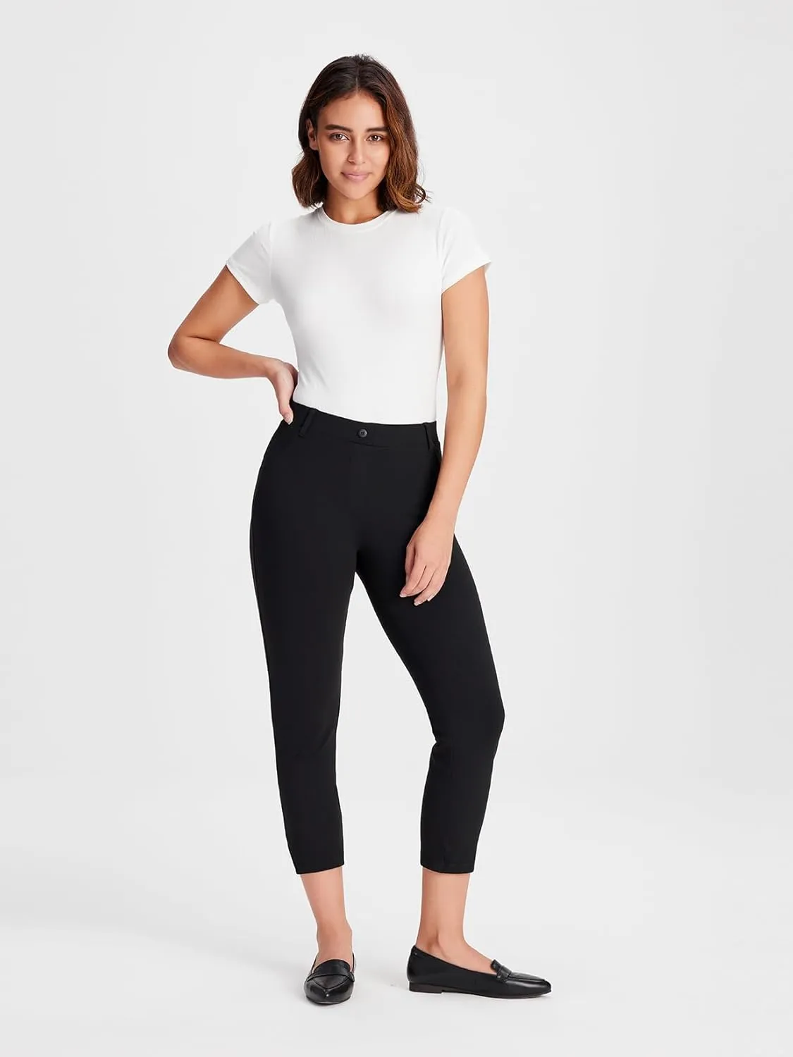 Yogipace,Belt Loops,Women's Cropped Dress Yoga Pants Capri Leggings for Work