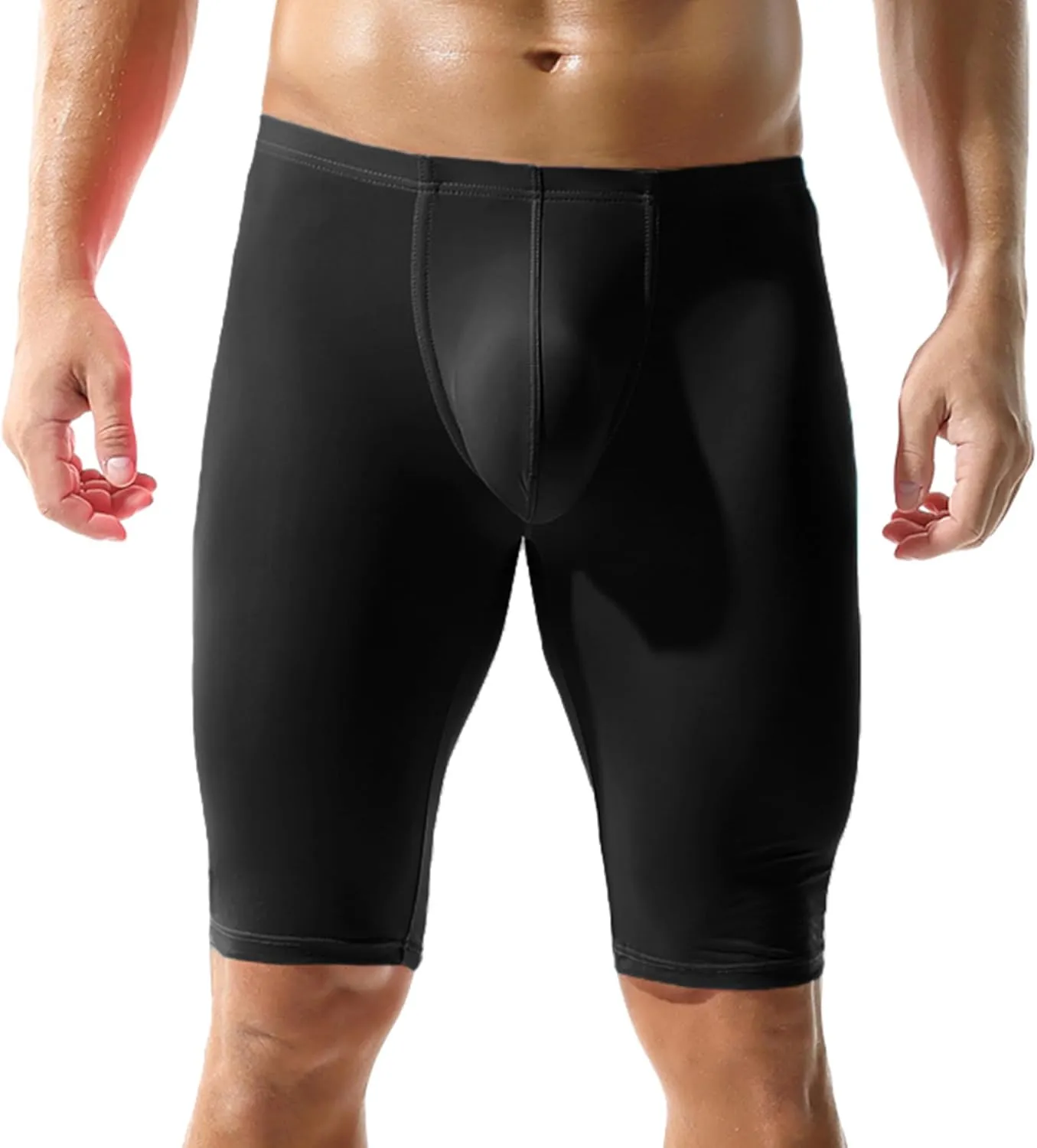 YUFEIDA Men's Compression Half Tights Leggings Sheer Swimwear Shorts Trunks Pant