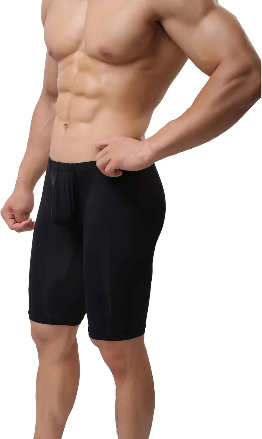 YUFEIDA Men's Compression Half Tights Leggings Sheer Swimwear Shorts Trunks Pant