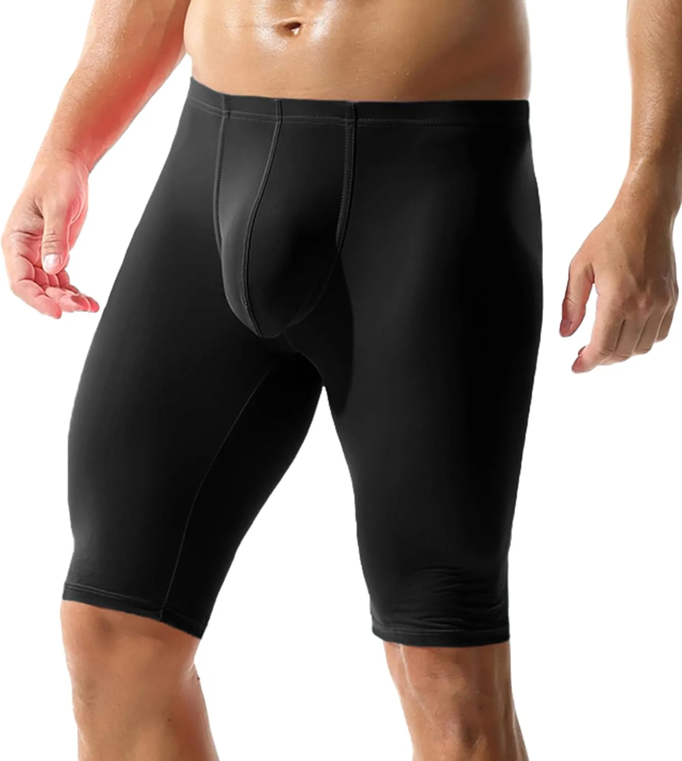 YUFEIDA Men's Compression Half Tights Leggings Sheer Swimwear Shorts Trunks Pant