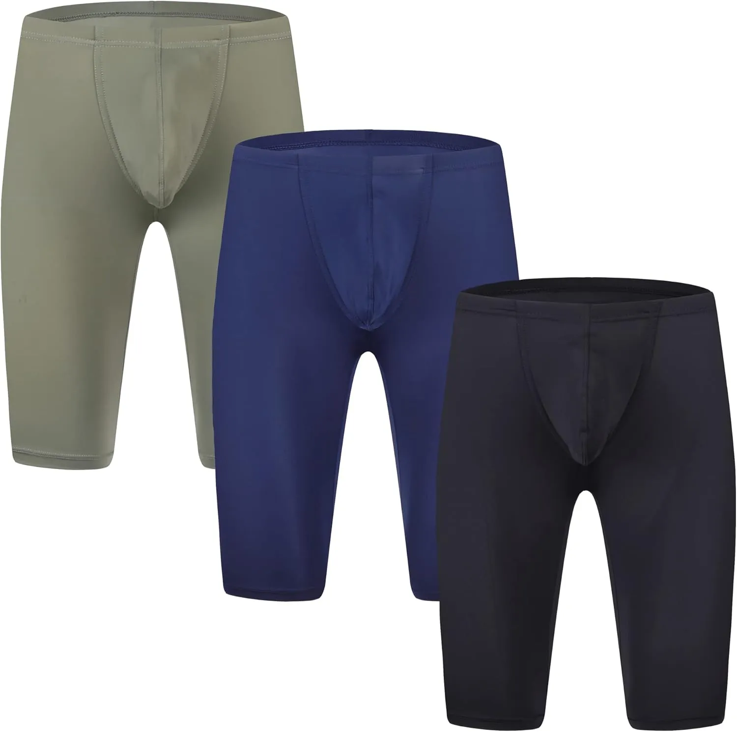 YUFEIDA Men's Compression Half Tights Leggings Sheer Swimwear Shorts Trunks Pant
