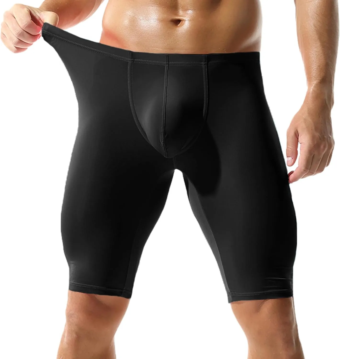 YUFEIDA Men's Compression Half Tights Leggings Sheer Swimwear Shorts Trunks Pant