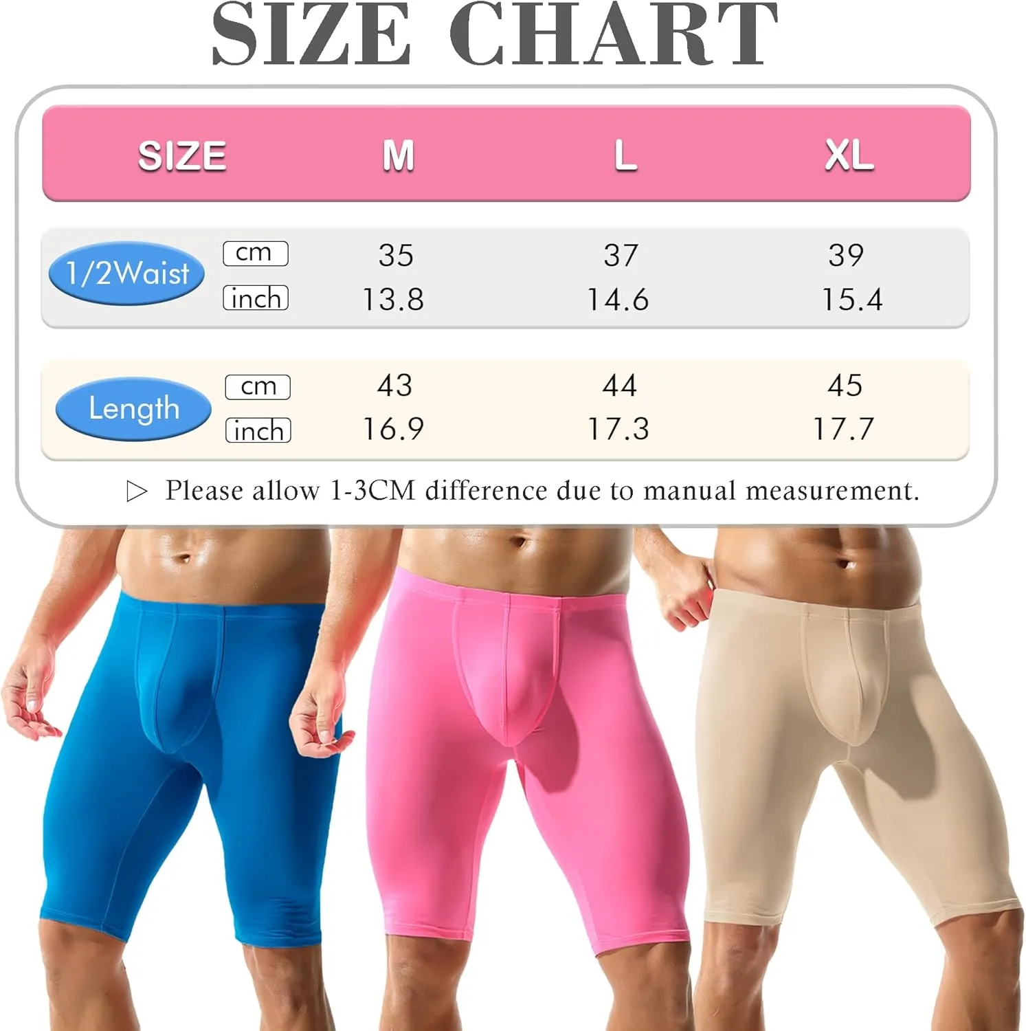 YUFEIDA Men's Compression Half Tights Leggings Sheer Swimwear Shorts Trunks Pant