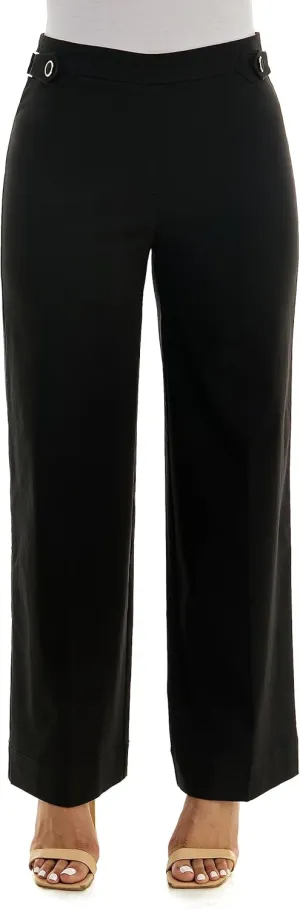 Zac & Rachel Women's Pull on Millennium Wide Leg Pant W/Hardware Waist Tabs
