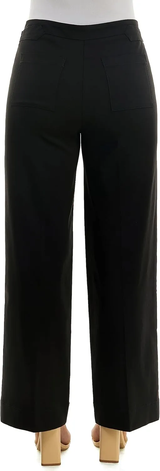 Zac & Rachel Women's Pull on Millennium Wide Leg Pant W/Hardware Waist Tabs