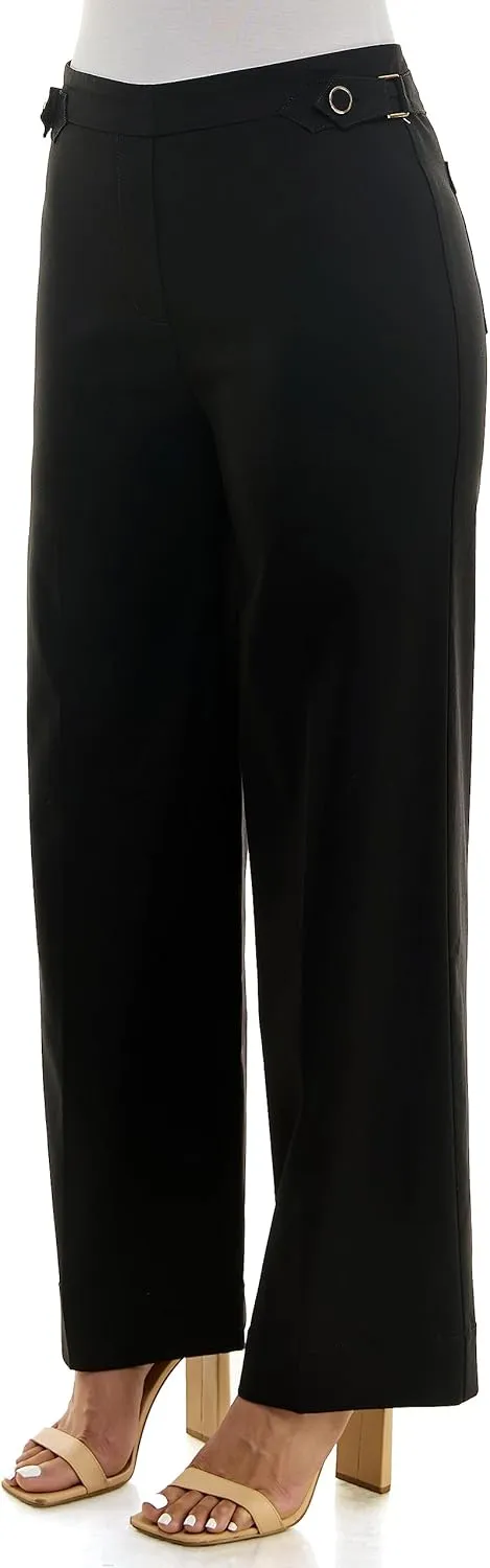 Zac & Rachel Women's Pull on Millennium Wide Leg Pant W/Hardware Waist Tabs