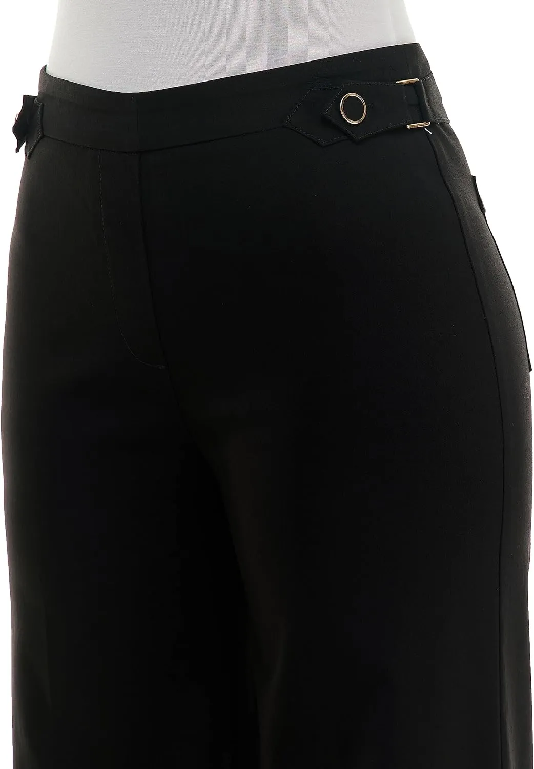 Zac & Rachel Women's Pull on Millennium Wide Leg Pant W/Hardware Waist Tabs