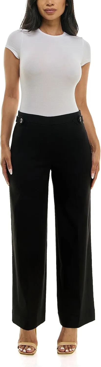 Zac & Rachel Women's Pull on Millennium Wide Leg Pant W/Hardware Waist Tabs