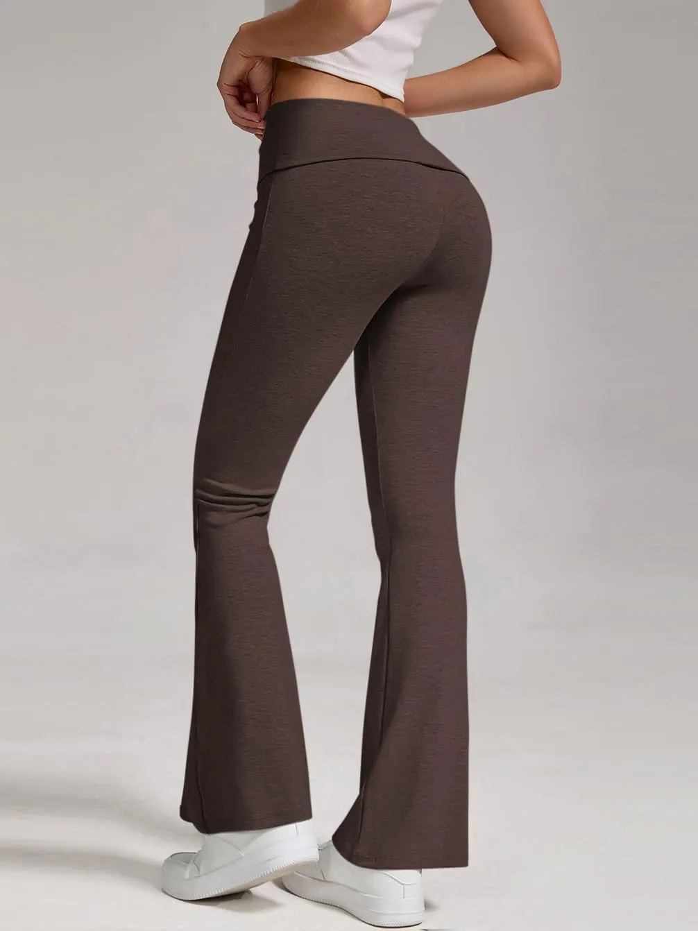 ZFLM Casual Workout Two Piece Outfits for Women Zip Up Hoodies High Waist Foldover Flare Pants Tracksuit Sets Streetwear