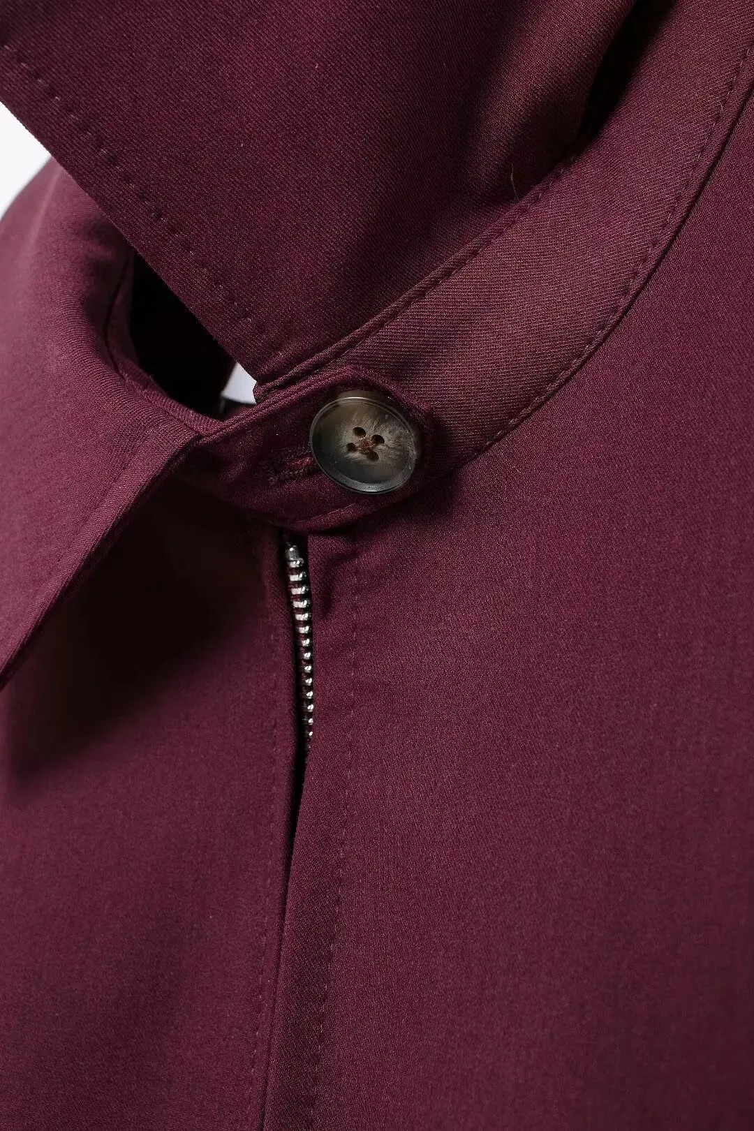Zipper Lapel Burgundy Color Jacket and Skirt Suit