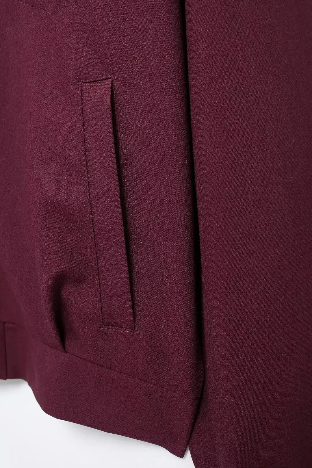 Zipper Lapel Burgundy Color Jacket and Skirt Suit